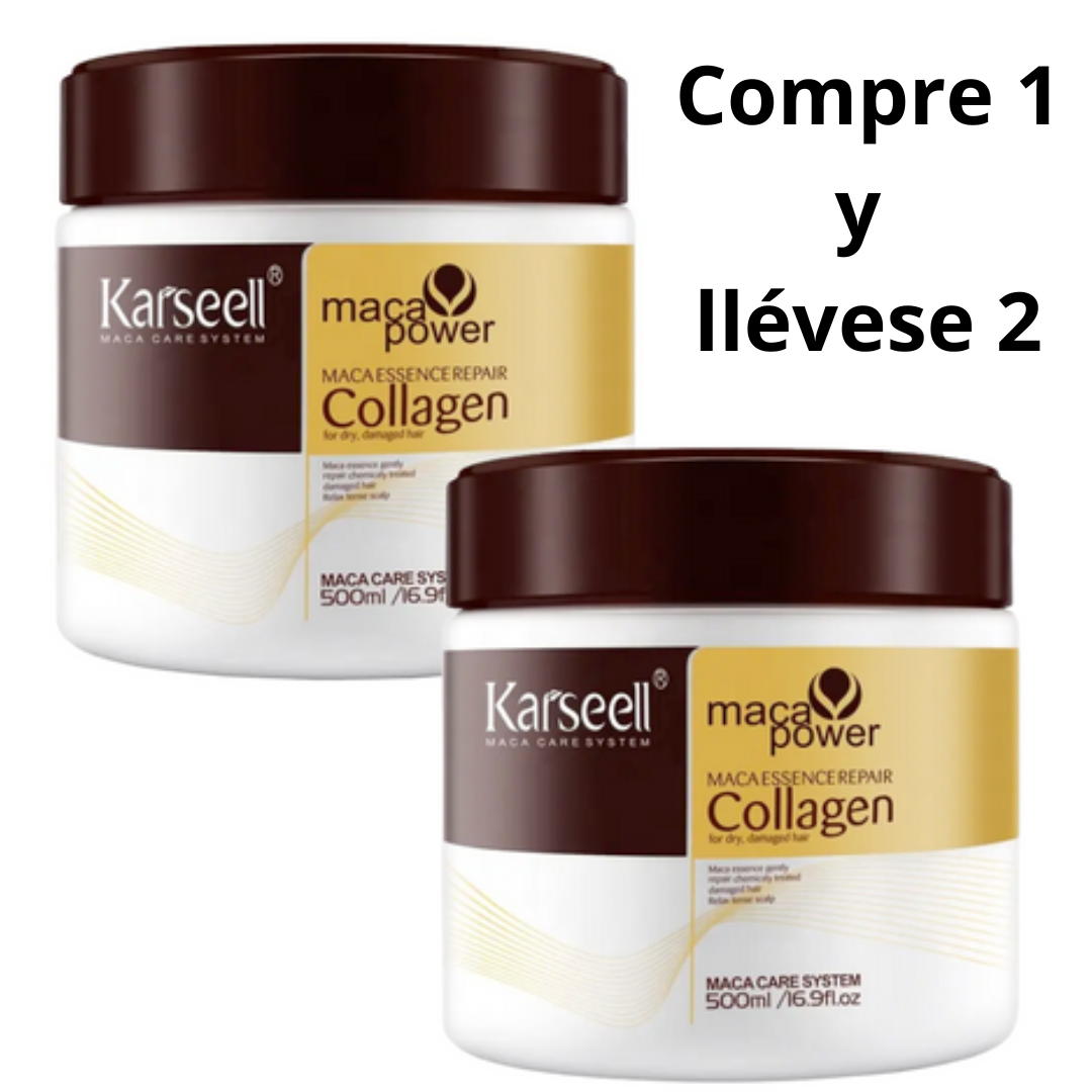 (Compre 1 y llévese 2) Mascarilla Capilar Karseell® Colágeno 500ml-  Revitalización Profunda, Brillo y Suavidad para Cabellos Maltratados